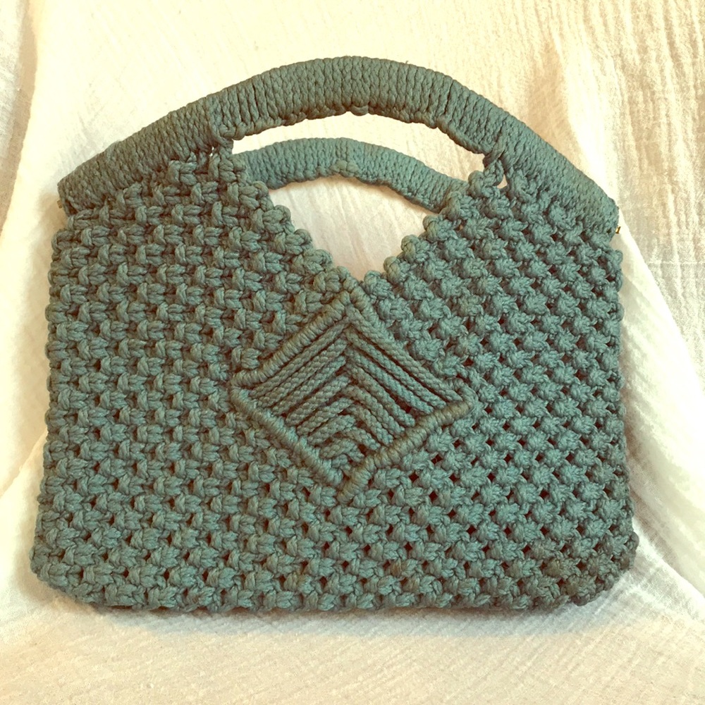 Seven brand blue woven handbag